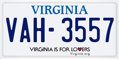 VA license plate VAH3557