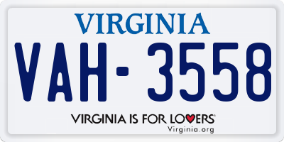 VA license plate VAH3558