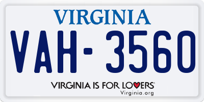 VA license plate VAH3560