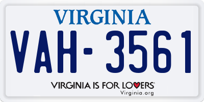 VA license plate VAH3561