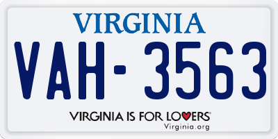 VA license plate VAH3563