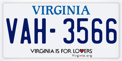 VA license plate VAH3566