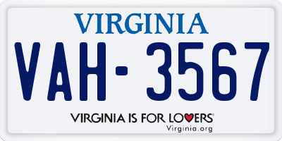 VA license plate VAH3567