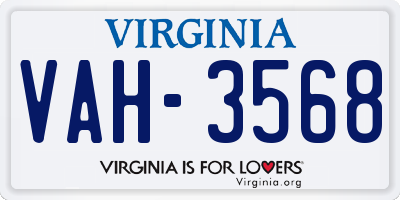 VA license plate VAH3568