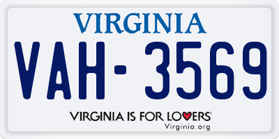 VA license plate VAH3569