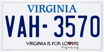 VA license plate VAH3570