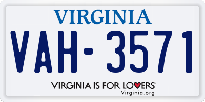 VA license plate VAH3571