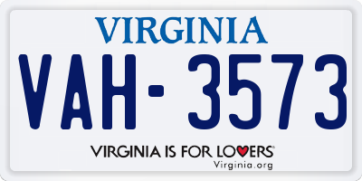 VA license plate VAH3573