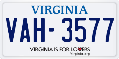 VA license plate VAH3577