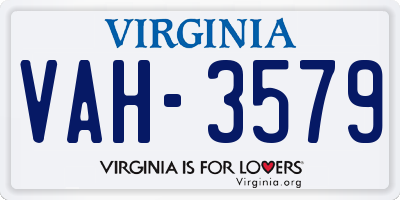 VA license plate VAH3579