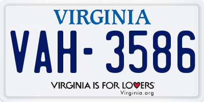 VA license plate VAH3586