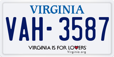 VA license plate VAH3587