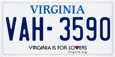 VA license plate VAH3590