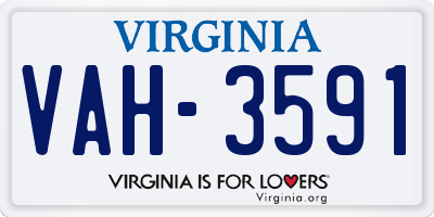 VA license plate VAH3591
