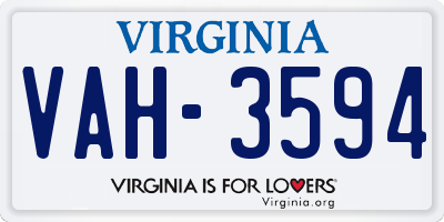 VA license plate VAH3594
