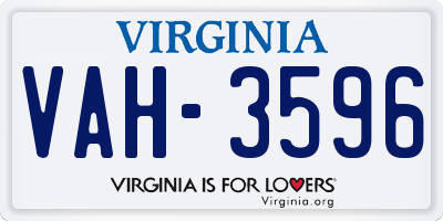 VA license plate VAH3596