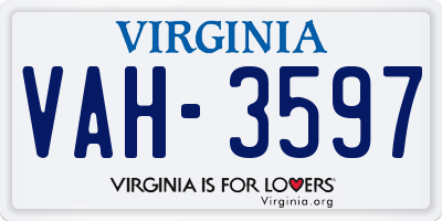 VA license plate VAH3597