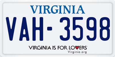 VA license plate VAH3598