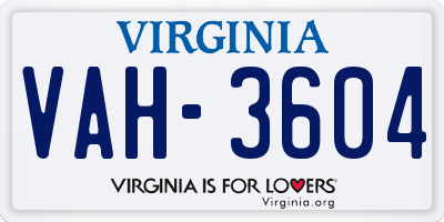 VA license plate VAH3604