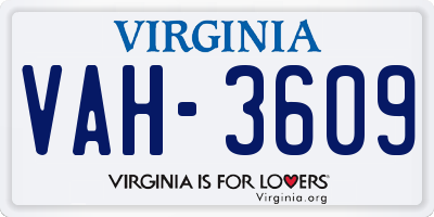 VA license plate VAH3609