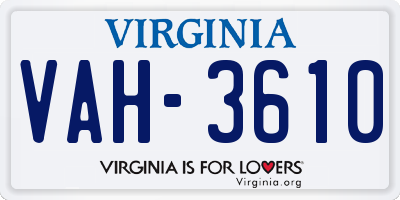 VA license plate VAH3610