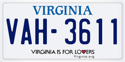 VA license plate VAH3611