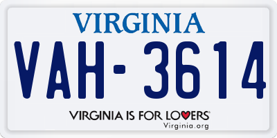 VA license plate VAH3614