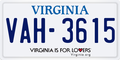 VA license plate VAH3615