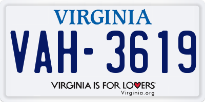 VA license plate VAH3619