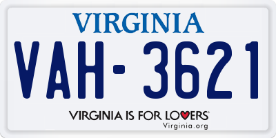 VA license plate VAH3621