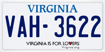 VA license plate VAH3622