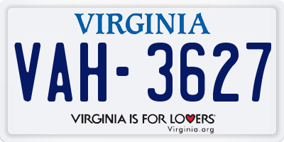 VA license plate VAH3627