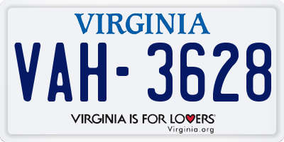 VA license plate VAH3628