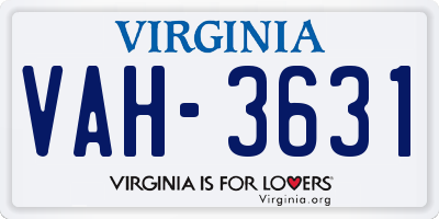 VA license plate VAH3631