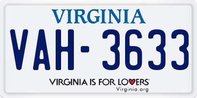 VA license plate VAH3633