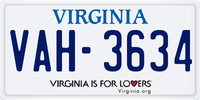 VA license plate VAH3634
