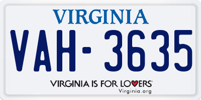 VA license plate VAH3635