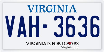 VA license plate VAH3636
