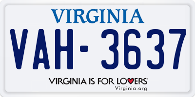 VA license plate VAH3637