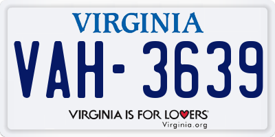VA license plate VAH3639