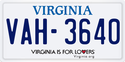 VA license plate VAH3640