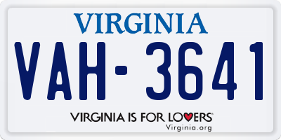 VA license plate VAH3641