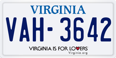VA license plate VAH3642