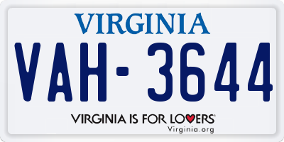 VA license plate VAH3644