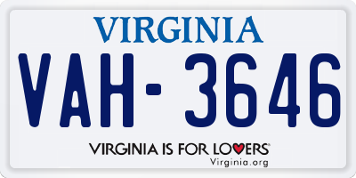 VA license plate VAH3646
