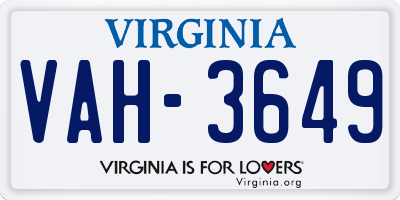 VA license plate VAH3649