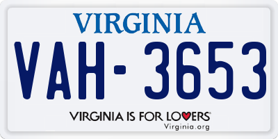 VA license plate VAH3653