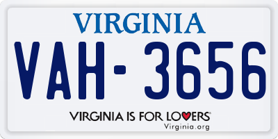 VA license plate VAH3656