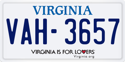 VA license plate VAH3657