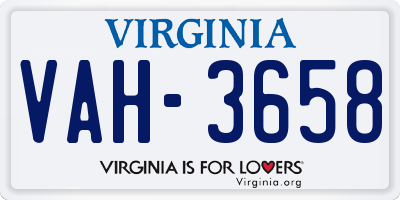 VA license plate VAH3658